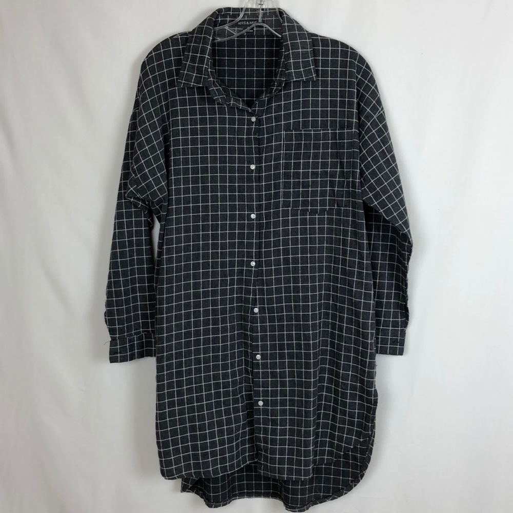 Black and white Tunic Length Man Style Shirt